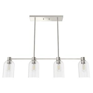 Hunter Lochemeade 4-Light Linear Chandelier Brushed Nickel Seeded Glass 190169